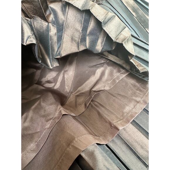 Vintage Y2k Brown Pleated Silk Skirt High Waist Textured Hem A-Line Lined size 6 - Picture 6 of 7